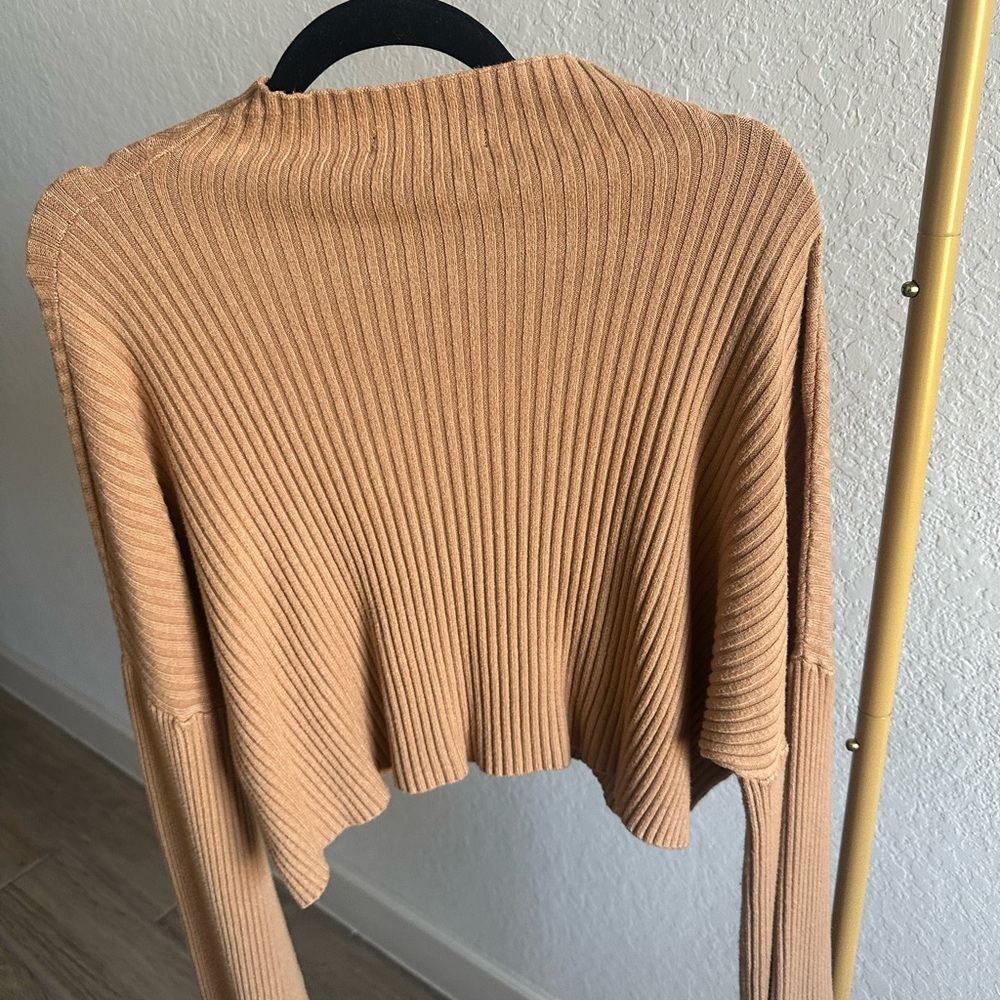 Tan Ribbed Knit Sweater - Picture 2 of 5